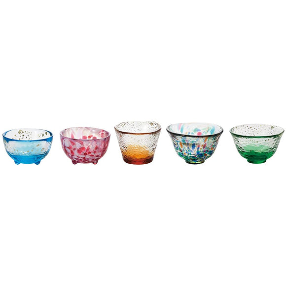 Aderia FS-49573 Sake (Rice Wine) Glasses, 5 Colorful Mini Glass Set