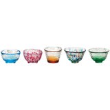 Aderia FS-49573 Sake (Rice Wine) Glasses, 5 Colorful Mini Glass Set