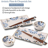 Tikusan Sushi Plate Set Plate Soy Sauce Plate Chopsticks Set (White)