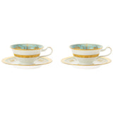 Noritake P59587/4857 Cup & Saucer (Pear Set) (Coffee/Tea) 220cc Georgian Turquoise 2 Guest Bone China