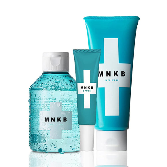 MNKB Men's Acne Care, Face Wash, Lotion, Spots, 3.5 oz (100 g), 5.3 fl oz (150 ml), 0.4 oz (10 g), Acne Prevention, Additive-Free, Quasi-Drug
