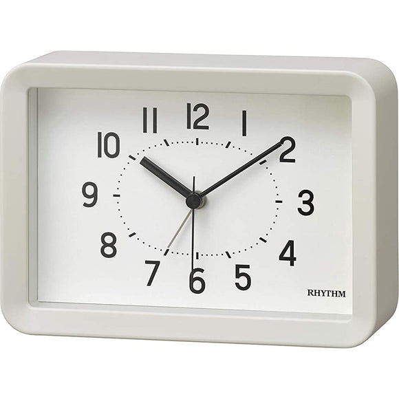 Rhythm Clock Industry 8RE675SR03 Alarm Clock, Continuous Second Hand, A6, Size, Interior Clock, White, 4.1 x 5.8 x 1.9 inches (10.5 x 14.8 x 4.8 cm)