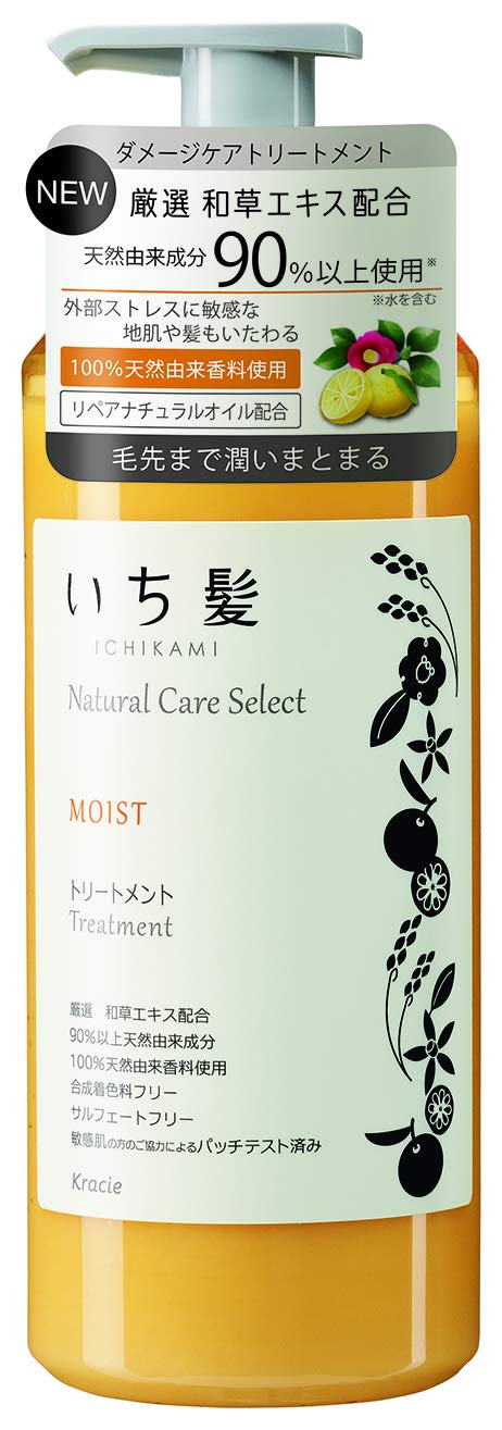 Ichikami Natural Care Select Moist (moisturizes hair to the ends) Treatment Pump 480g Citrus Floral Fragrance