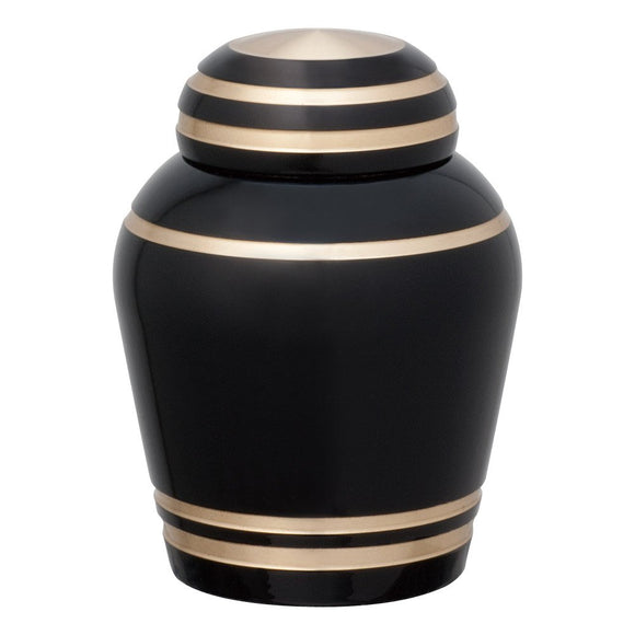 Simple Modern Soul Petite Pot Mini Cremation Urns, Pure Black, Brass, Hand Serve for Fracture, Mini Urn 058, Black