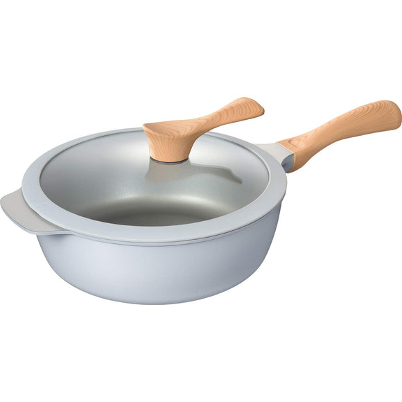 Wahei Freiz MB-1770 Frying Pan, 9.4 inches (24 cm), Light Blue, Induction Gas Compatible, Original Recipes Included
