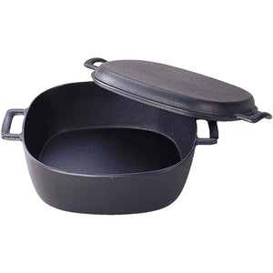 SOUTHERN Iwachu Tekki 21080 Two-Handled Multi-Purpose Pot, Black Baked, Inner Dimensions: 8.7 x 8.7 inches (22 x 22 cm), Induction Compatible, Nambu Ironware