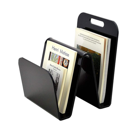 Kuai Acrylic W-Shaped Magazine Rack Magazine Stand (Black)