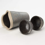 Shigaraki Ware Hechimon Sake Bowl Set, White Line Ibushi 3-1560