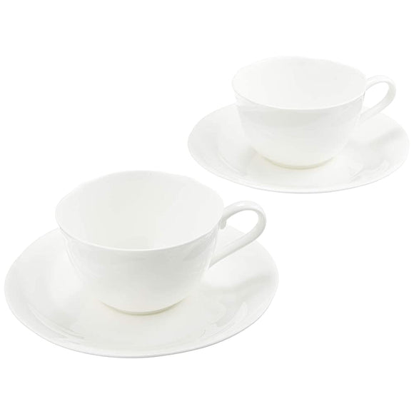 Noritake P59387A/9640 Cup & Saucer (Pear Set) (Both Coffee & Tea), 7.8 fl oz (220 cc), Ensemble White, Microwave Safe, Dishwasher Safe, 2 Guests, Bone China