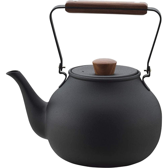 Miyazaki Seisakusho CHA-6 Tea Teapot with Tea Strainer, Do Not Use Direct Fire, 0.2 gal (0.7 L), Black Color, Large