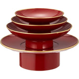 Yamanaka Painted Vermilion Coating Oban Sake Bowl Red Gold Coating 3867