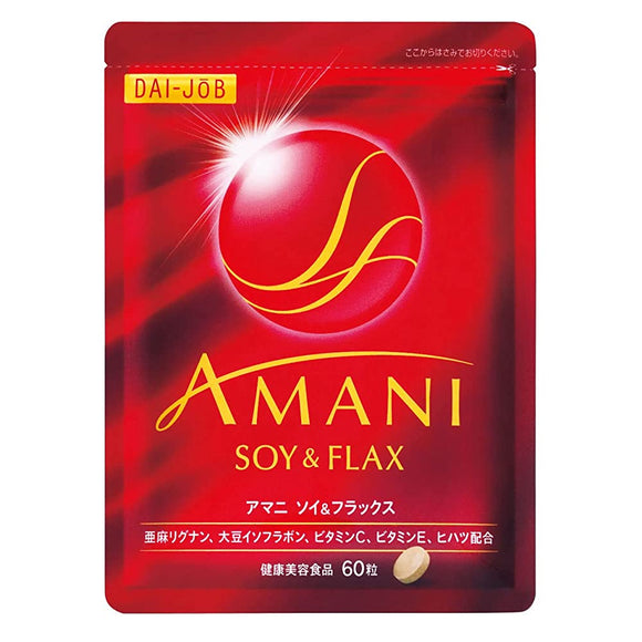 Suntory DAI-JOB AMANI Soy & Flax Flax Lignan Soy Isoflavone Hihatsu Vitamin C Vitamin E Supplement 60 Grains / About 30 Days