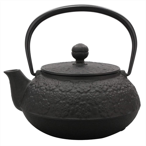 Teapot for Teapot with 5 Type New Sakura (Black-Baked) [Made in Japan] / Cold Fire Support/ Rock Casting / Nambu Tetsubin / Traditional Crafts