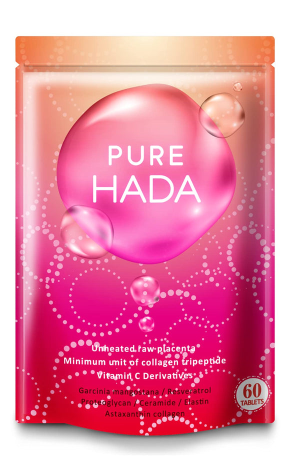 Raw Placenta Patented Manufacturing Method PUREHADA Ultra-Low Molecular Weight Collagen Hyaluronic Acid Elastin Vitamin C Derivatives Carefully Selected 9 Types