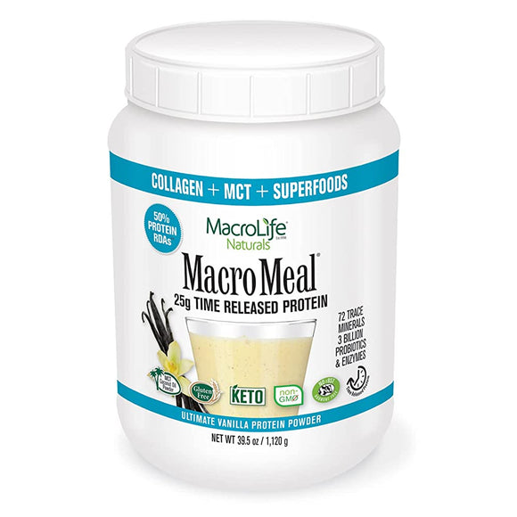 Whey Superfood Protein Macromeal Vanilla Flavor 1,120g MacroMeal Fiber Blend Multivitamin Body Miracle by Macro Life Naturals