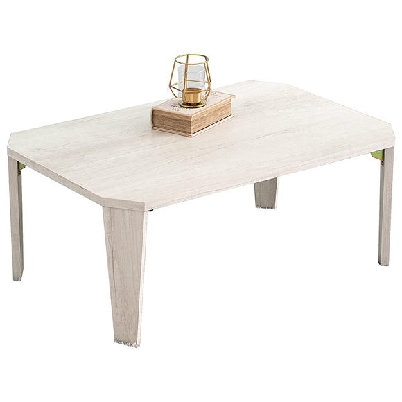 Hagihara MT-6860WS Low Center Table, Stylish Wood Grain Top, Foldable, Lightweight, Vintage, For Living Room, Sofa Table, Finished Product, W 29.5 x D 19.7 x H 12.6 in. (75 x 50 x 32 cm), White