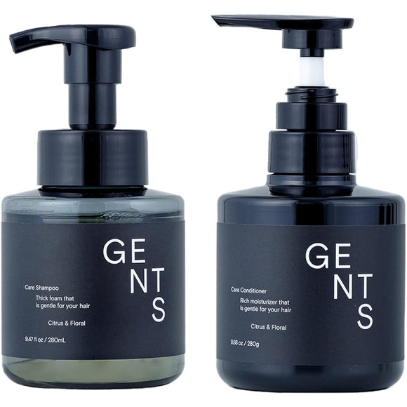 GENTS Divine Foam Shampoo Conditioner Set, 280mL each, soft hair, scalp, volume up, perfume, co-developed with beauticians, supervised by hair diagnosticians, citrus & floral scent, men's