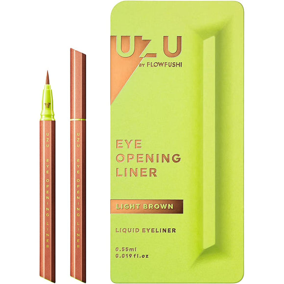 [2022 New Color] UZU BY FLOWFUSHI Eye Opening Liner [Light Brown] Liquid Eyeliner Hot Water Off Alcohol Free Dye Free Hypoallergenic
