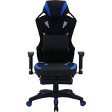 Fuji Boeki 1943 Rays Gaming Chair, Personal Chair, Width 27.0 x Depth 25.8 x Height 46.5 - 49.2 inches (68.5 x 65.5 x 118 - 125.5 cm), Blue, Mesh Footrest, Rotating Type, Reclining