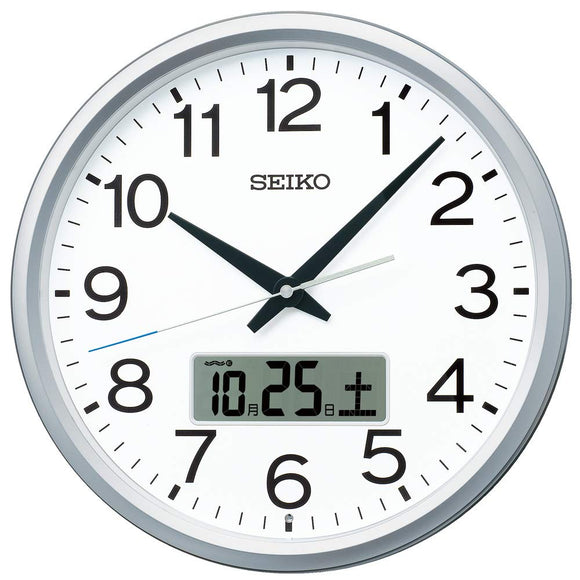 Seiko Clock PT202S Wall Clock, Office Type, Radio, Analog, Program Function, Silver Metallic, 13.8 x 2.7 inches (350 x 68 mm)