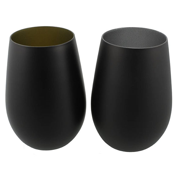 syutoruturu Black/Metal Color Large Tumbler Pair, Matte Black/Gold & Silver 155151