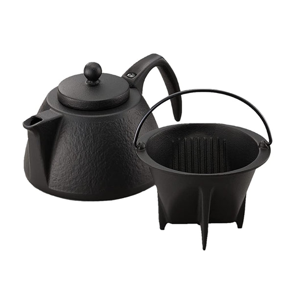 Iwachu 12361 Coffee Pot Set, Black, 0.75L, Induction Compatible, Nambu Ironware