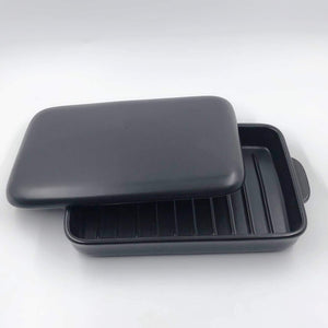 Griller Grille Roaster Black with Lid Grill Pan 25.8x18x5cm Banko Yaki Made in Japan