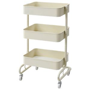 Yamazen Kitchen Wagon Basket Trolley, SlimRegularTabletop, 3 Tiers, Adjustable Height, Casters Incl., Mesh Model, Scandinavia, Assembled, 6 Colors Available