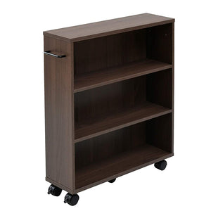 Yamazen Bookshelf Slim (Bookshelf with casters) Width 17 x Depth 55 x Height 68.5 cm Handle left and right interchangeable OK Comic (manga) Storage guide 105 books Assembly Walnut CCW-7055CR (WL)