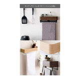 Miyatake Seisakusho Towel Hanger, TEER Natural, Width 9.8 x Depth 2.8 x Height 3.1 inches (25 x 7 x 8 cm), Top Shelf Included, Wood Screws Included