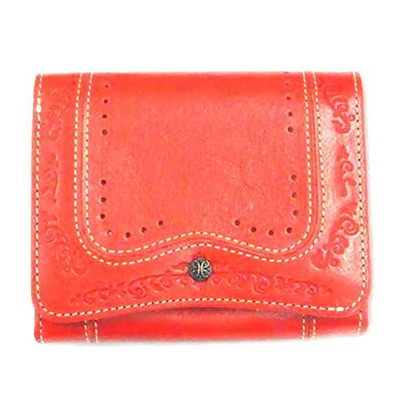 felando Ferrules Land Mist Rouge In LF (L) Zipper Leather Ladies Bifold Wallet 66201 Red
