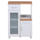 Fuji Boeki 99521 Kitchen Storage, Cupboard, Width 23.6 x Depth 15.6 x Height 35.0 inches (60 x 39.5 x 89 cm), White, Slide Shelf, Outlets, Frosted Glass, Sage