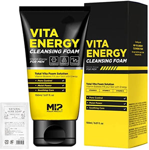 Cleansing Face Wash Men's Mip MIP Vita Energy 150mL + MOREAGE Korean Medicine Soap 10g "Pore Sebum Cleaning Cleansing Foam Face Wash Foam for Men" Makeup Remover Moisturizing Skin Care Korea Cosmetics