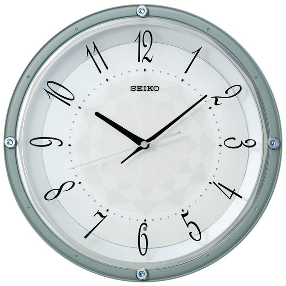 Seiko Clock KX257L Wall Clock, Light Blue, Diameter 13.0 x 2.0 inches (33.0 x 5.0 cm), Radio Waves, Analog, Crystal