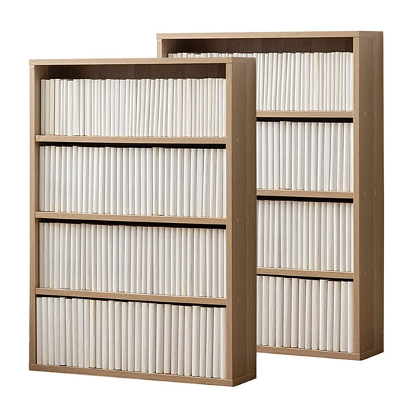 Iris Ohyama CORK-8460 Bookcase, Set of 2, Width 23.6 x Depth 5.9 x Height 33.1 inches (59.9 x 15 x 84 cm), 4 Tiers, Slim, Open Rack, Assembly, Comic Rack, Large Capacity, Natural