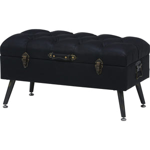 Fuji Boeki 18564 Dauchez Bench, Width 31.7 x Depth 16.3 x Height 17.3 inches (80.5 x 41.5 x 44 cm), Black, Trunk Shape, Storage, Synthetic Leather, Load Capacity 176.4 lbs (80 kg)