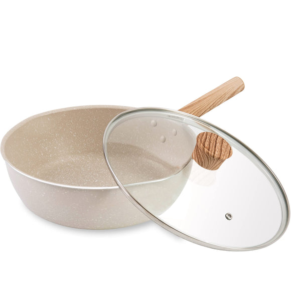 ROCKURWOK frying pan non -sticks Kurettepan removable handle and glass lid stone coating 10 inches