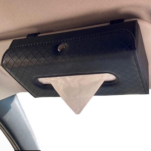 BLISSH Tissue Case Car Tissue Box Sun Visor Storage Car Supplies Convenient Goods PU Leather (Black) (Slim type)