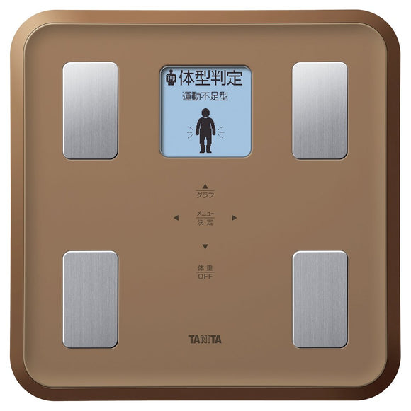 Tanita BC-810 BR Weight, Body Composition Meter, Backlight, Made in Japan, Brown, Full Dot LCD Display Screen, Face Illustrations and Support Message Display