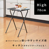 BLKP N-7815 Pearl Metal Table, Mini, Foldable, Side Table, Width 19.7 x Depth 18.9 x Height 27.6 inches (50 x 48 x 70 cm), High Type, Folding Table, Black