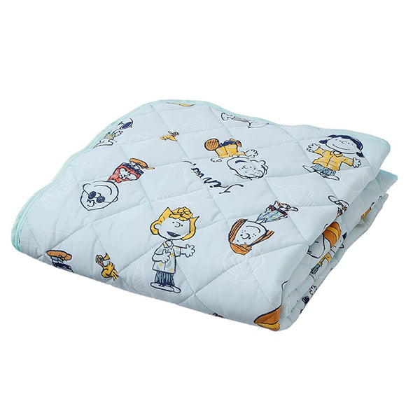 Nishikawa Peanuts Cool Sleep CM02541505 Snoopy Cooling Mattress Pad, Single, Washable, Cool Bedding, Cool, Comfortable, Non-Slip, Elastic Corners, Blue