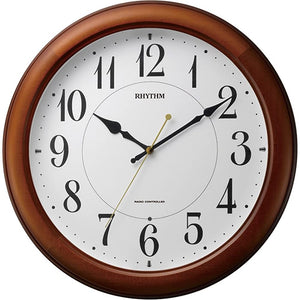 Rhythm Clock Atomic Wall Clock Analog Pure Set M25 Dark Light Auto Light Wood Brown (Semi Glossy Finish) Rhythm 4mya25sr06