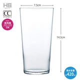 Toyo Sasaki Glass Tumbler, Clear, 14.2 fl oz (420 ml), Thin Ice, Made in Japan, Dishwasher Safe, B-21114CS 6 Pieces