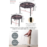 Hagiwara LT-4666MBK Low Table, Nesting Table, Round Desk, Marble Top and Steel Legs, Stylish, Modern, Living Room, Sofa Table, Large and Small, 2-Piece Set, Black, Large, Width 25.2 inches (64 cm), Small: Width 17.3 inches (44 cm)