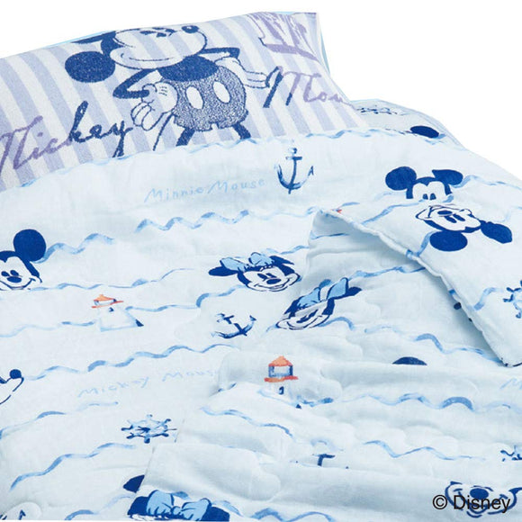 Showa Nishikawa 2210456100300 Disney Gauze, Comforter, Mickey Mouse & Minnie Mouse, 55.1 x 74.8 inches (140 x 190 cm), Blue