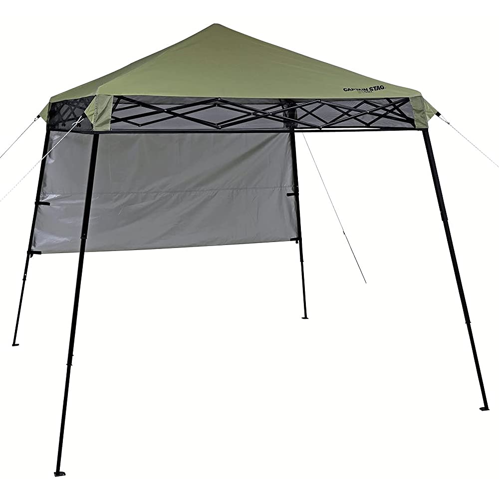 Captain Stag UA-1088 Tarp Tent, Tarp Tent, Shade, Quick Shade, Light, 180  UV-S UV Protection, With Half Panel, Khaki, 94.5 x 94.5 x 86.5 inches (240  x