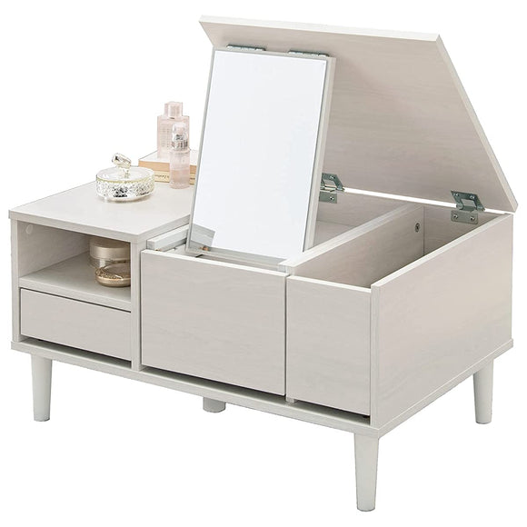 Hagiwara RD-1125WS Dresser Table Dresser, Low Type, 2-in-1, Compact, Vanity Stand, Desk, Storage, Width 29.5 inches (75 cm), White