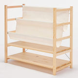 Muji 38749769 Pine Wood Unit Shelf, Canvas Magazine Rack, Width 33.9 inches (86 cm), Width 32.9 inches (83.5 cm), Depth 13.4 inches (34 cm), Height 19.7 inches (50 cm)