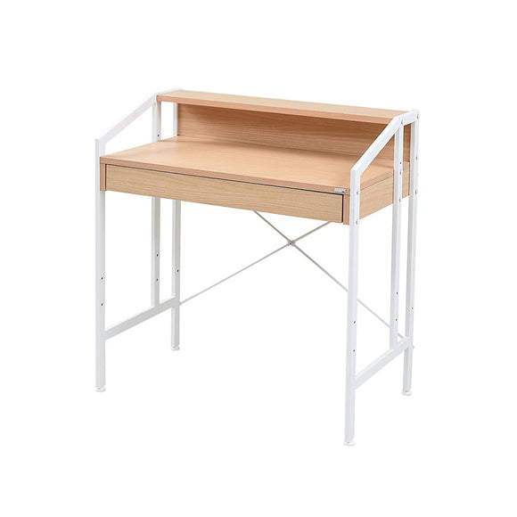 JK Plan DRT-1001-WH Desk, Work Desk, Computer Desk, Scandinavian, Steel, Wood, Adjustable Height, Width 32.1 inches (81.5 cm), Depth 17.9 inches (45.5 cm), White