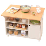 Iris Ohyama Kitchen Counter, Computer Desk, Storage, Kitchen Wagon, BeachWhite, Width 35.4 inches (90 cm), Comes with Double Doors, Butterfly Table